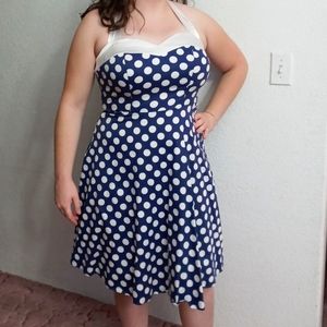 Dress tells Polka-dot halter swing dress